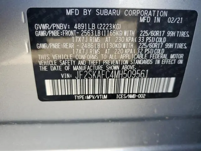 2021 SUBARU FORESTER PREMIUM  