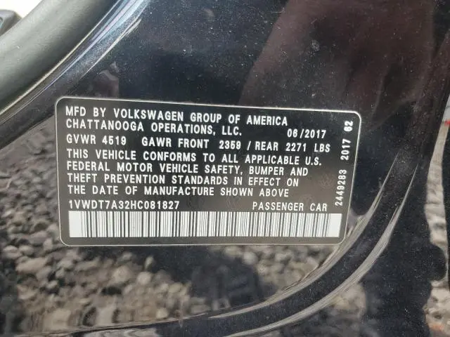 2017 VOLKSWAGEN PASSAT R-LINE