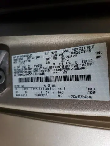 2018 FORD ESCAPE SEL  