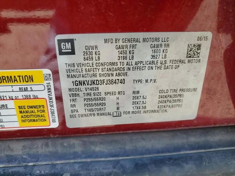 2015 CHEVROLET TRAVERSE LTZ  