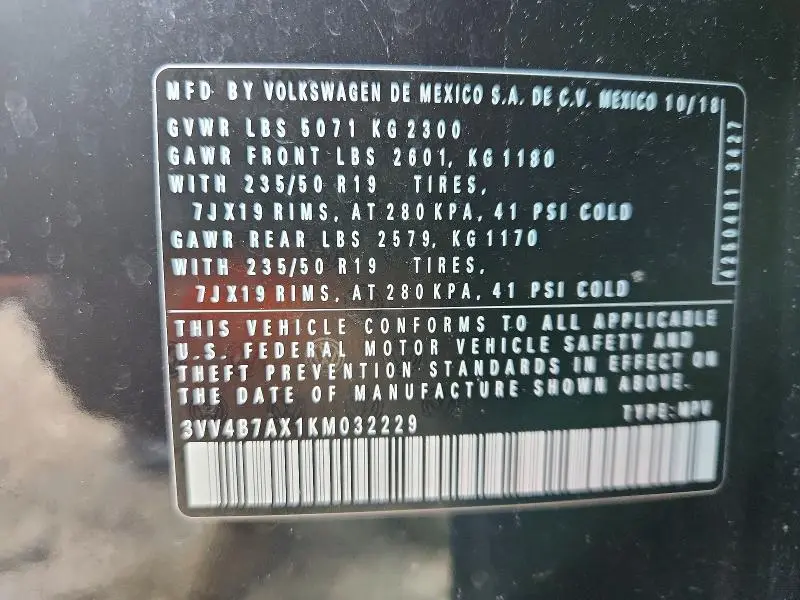 2019 VOLKSWAGEN TIGUAN SEL PREMIUM  