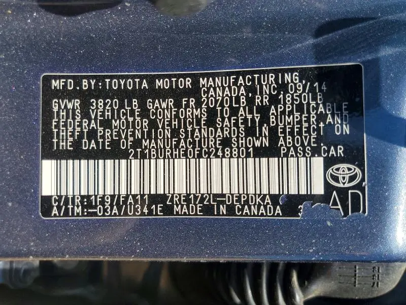 2015 TOYOTA COROLLA L  