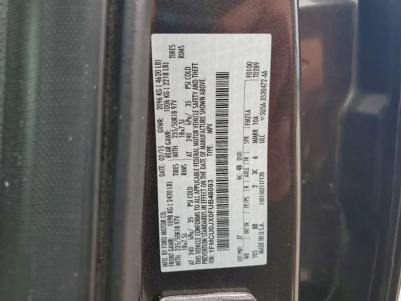 2015 FORD ESCAPE TITANIUM  