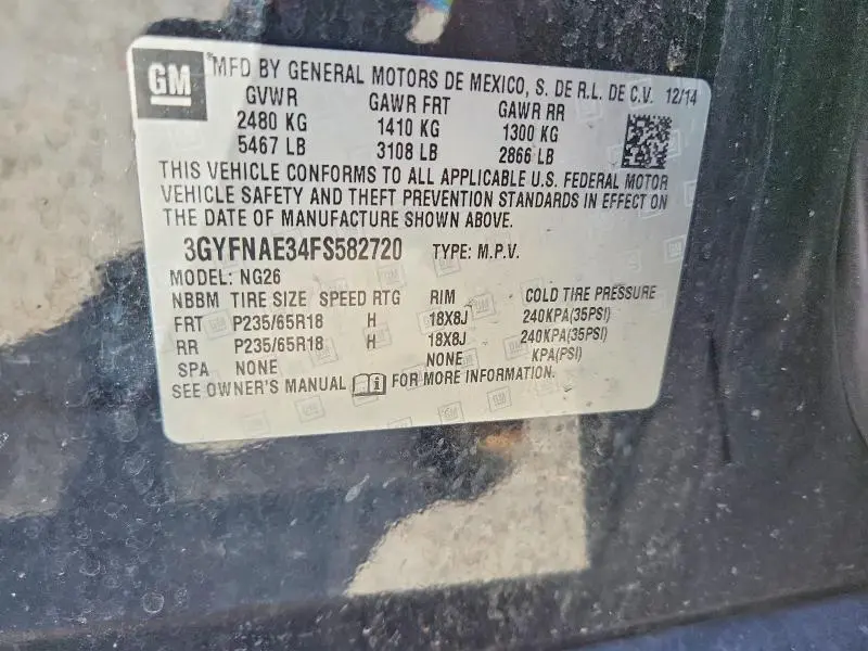 2015 CADILLAC SRX   