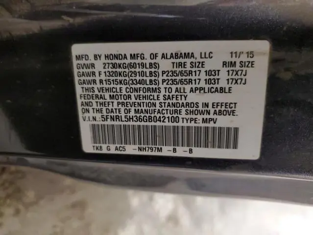 2016 HONDA ODYSSEY SE  