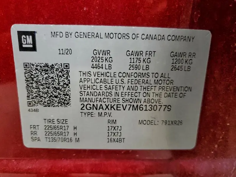 2021 CHEVROLET EQUINOX LT  