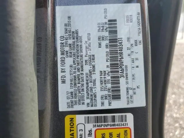 2017 FORD FUSION SPORT  