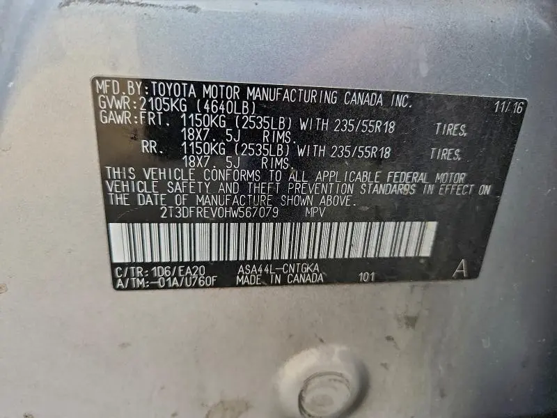 2017 TOYOTA RAV4 LIMITED  