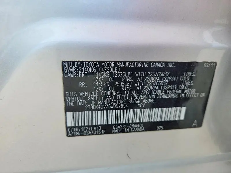 2011 TOYOTA RAV4 LIMITED  
