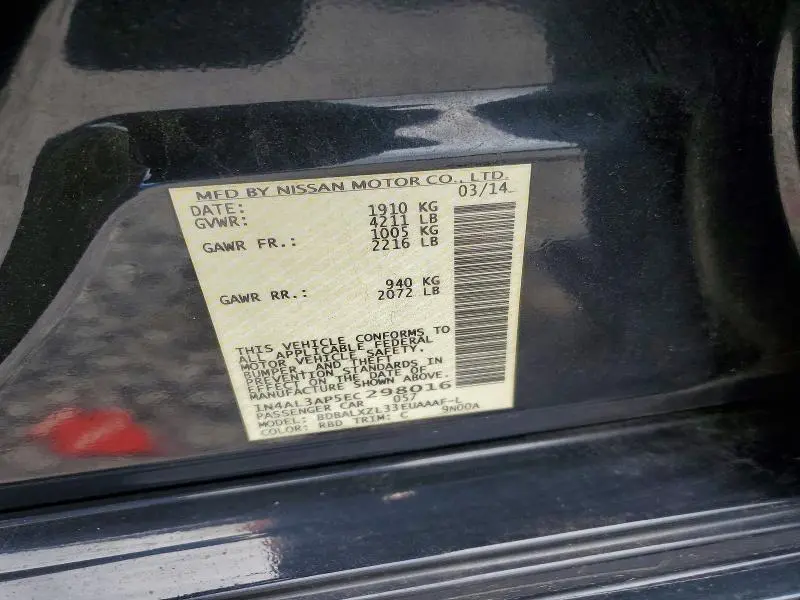 2014 NISSAN ALTIMA 2.5 SL  