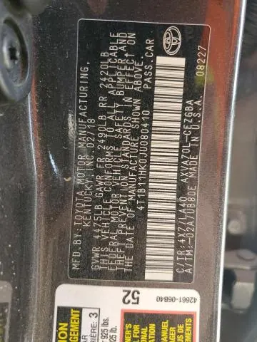 2018 TOYOTA CAMRY L  