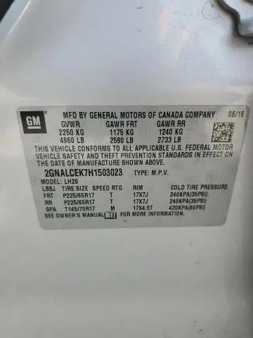 2017 CHEVROLET EQUINOX LT  