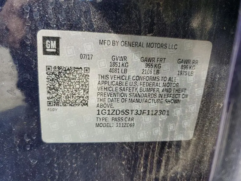 2018 CHEVROLET MALIBU LT  