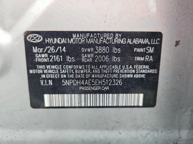 2014 HYUNDAI ELANTRA SE  