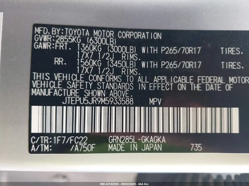 2021 TOYOTA 4RUNNER TRD OFF ROAD