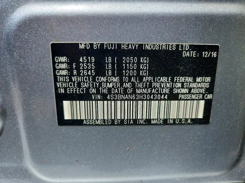 2017 SUBARU LEGACY 2.5I LIMITED  