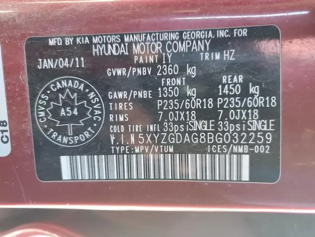 2011 HYUNDAI SANTA FE GLS  