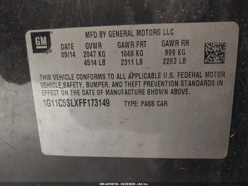 2015 CHEVROLET MALIBU 1LT