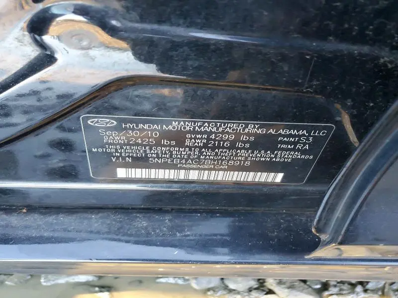 2011 HYUNDAI SONATA GLS  