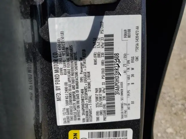 2017 FORD FUSION SE  