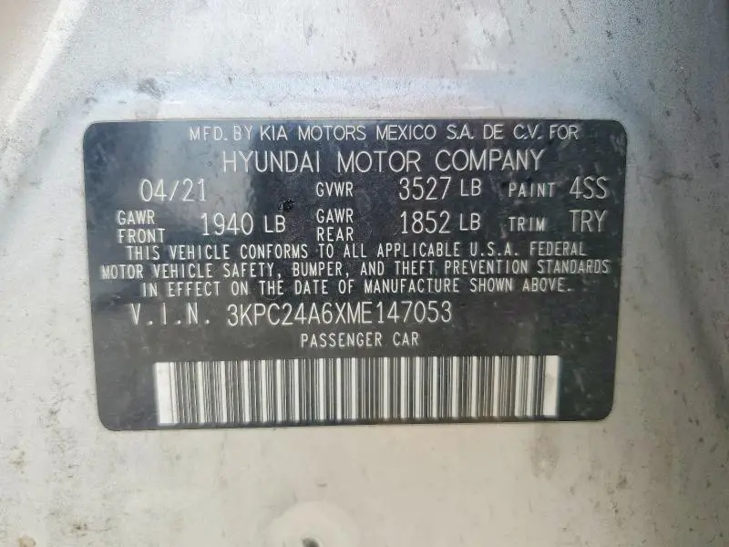 2021 HYUNDAI ACCENT SEL  
