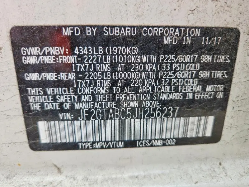 2018 SUBARU CROSSTREK PREMIUM  