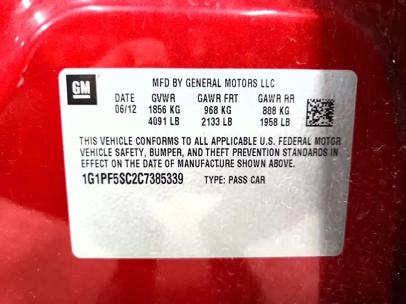 2012 CHEVROLET CRUZE LT  