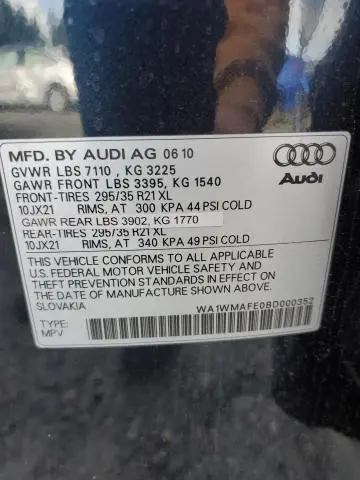 2011 AUDI Q7 PRESTIGE  