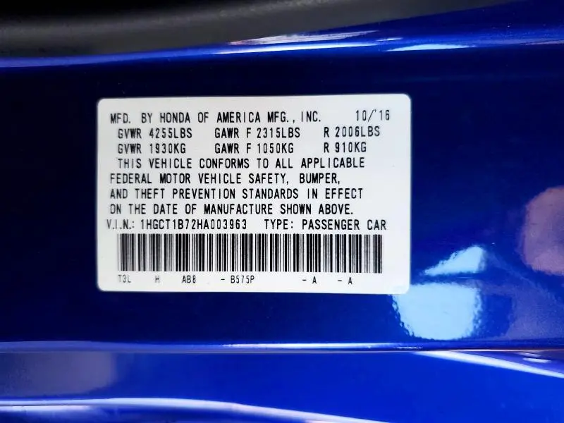 2017 HONDA ACCORD EX  