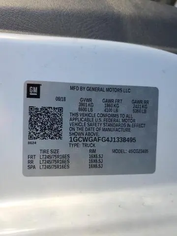 2018 CHEVROLET EXPRESS G2500   