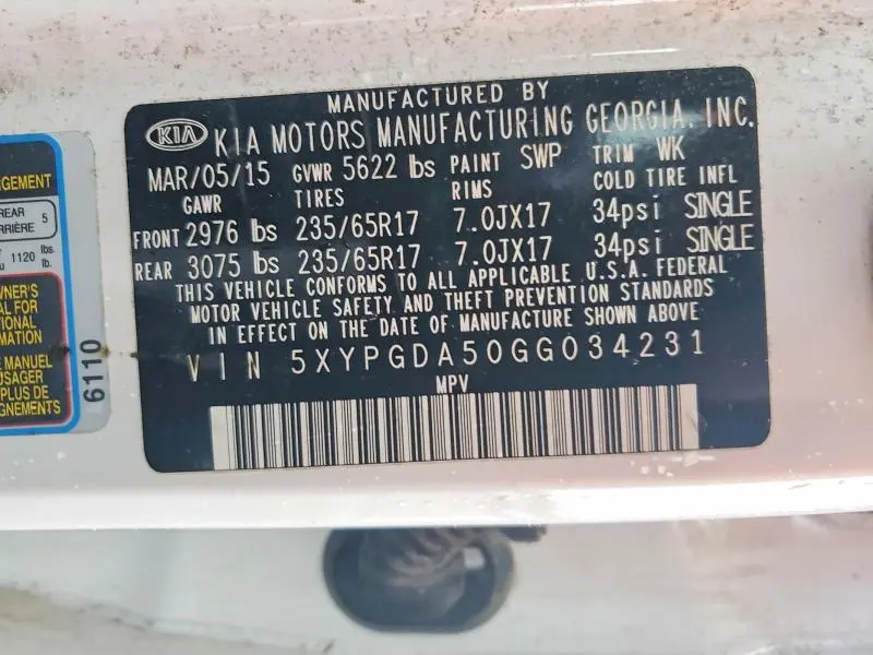 2016 KIA SORENTO LX V6  