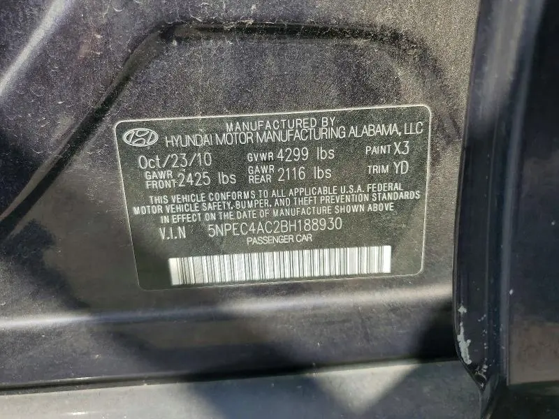 2011 HYUNDAI SONATA LIMITED  