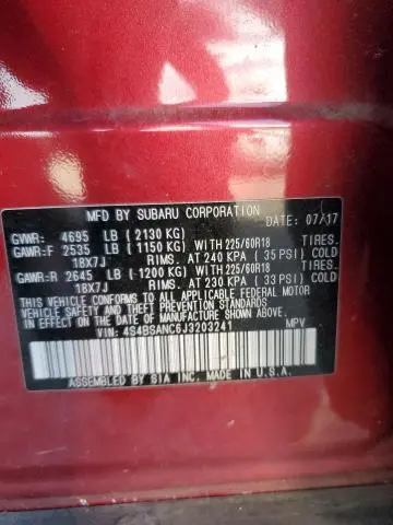 2018 SUBARU OUTBACK 2.5I LIMITED  