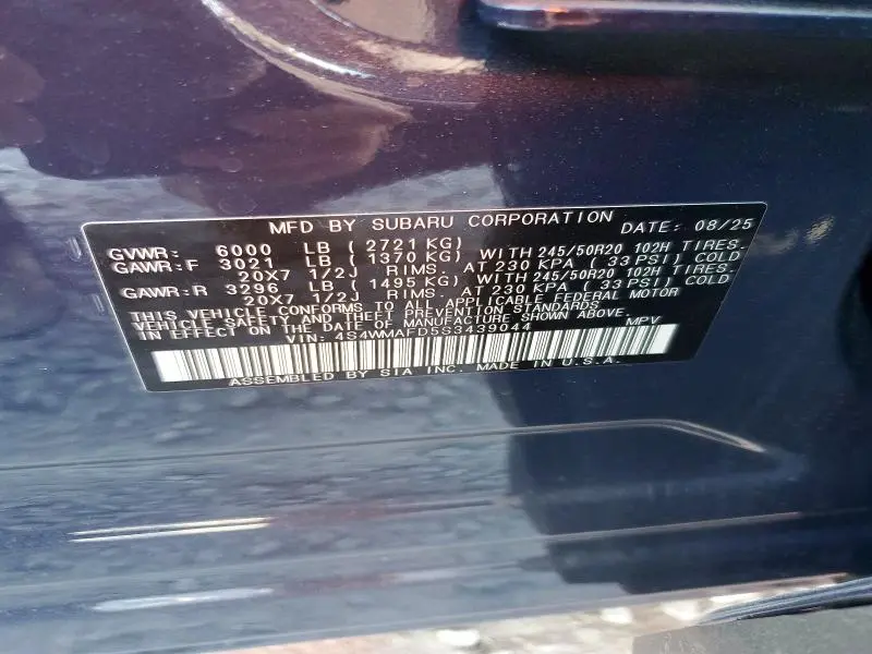 2025 SUBARU ASCENT ONYX EDITION  