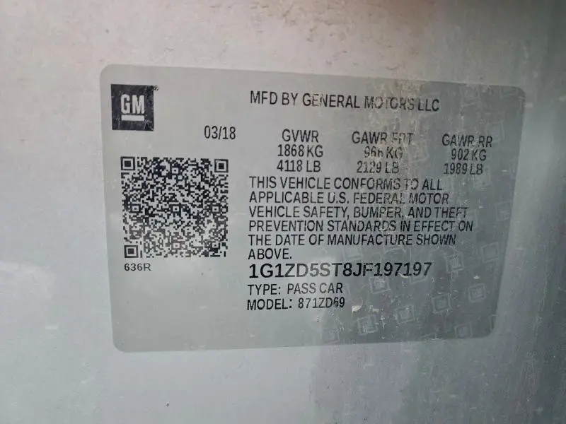 2018 CHEVROLET MALIBU LT  