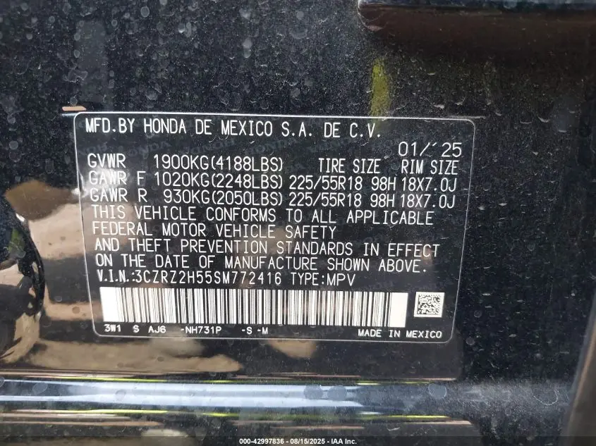 2025 HONDA HR-V AWD SPORT