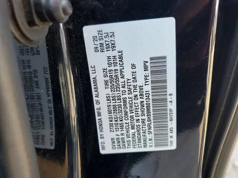2021 HONDA ODYSSEY TOURING  