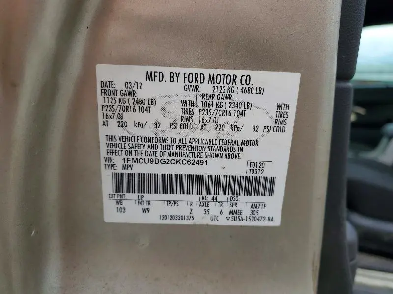 2012 FORD ESCAPE XLT  