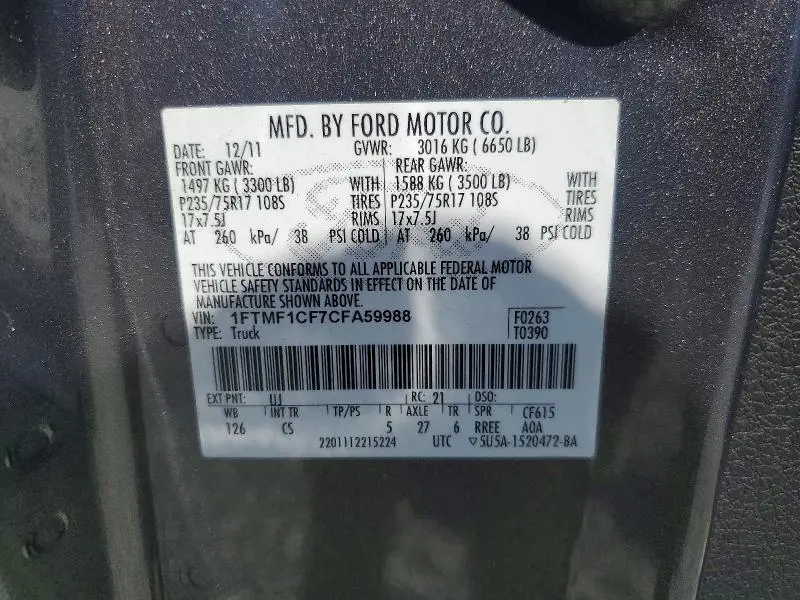 2012 FORD F150   