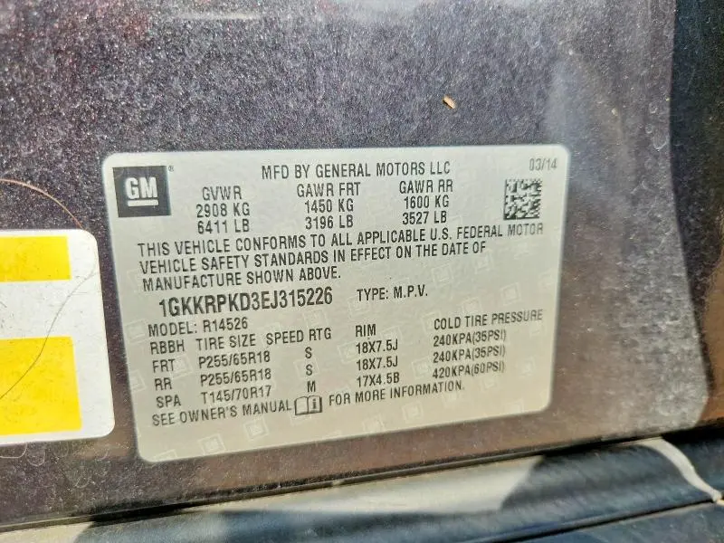 2014 GMC ACADIA SLE  