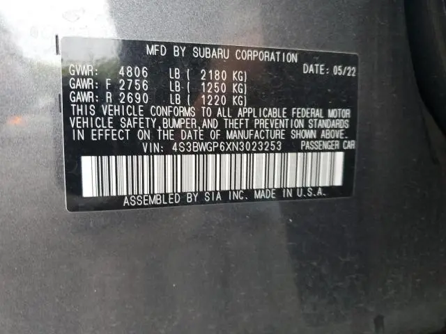 2022 SUBARU LEGACY TOURING XT  