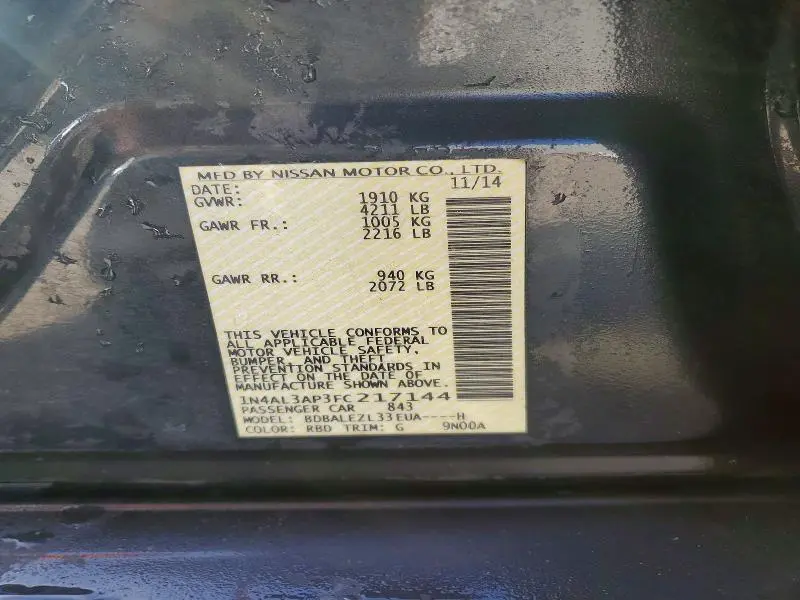 2015 NISSAN ALTIMA 2.5  