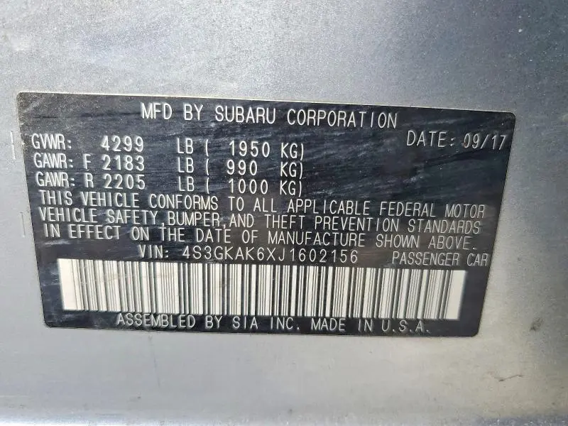 2018 SUBARU IMPREZA SPORT  