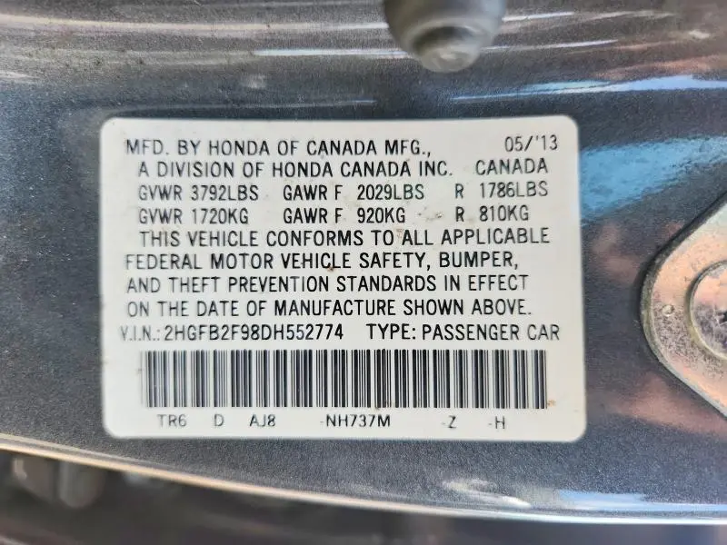 2013 HONDA CIVIC EXL  