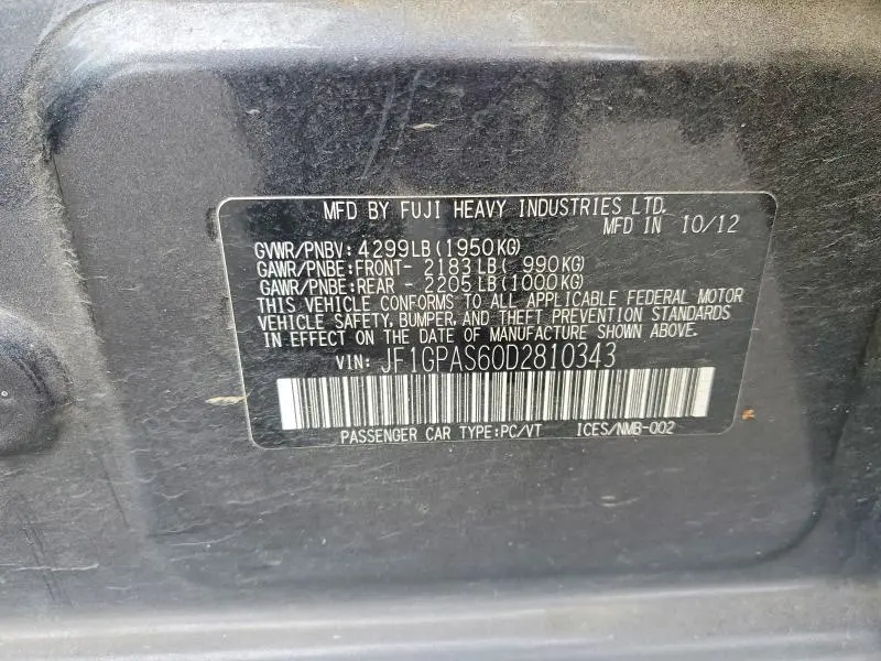 2013 SUBARU IMPREZA SPORT LIMITED  