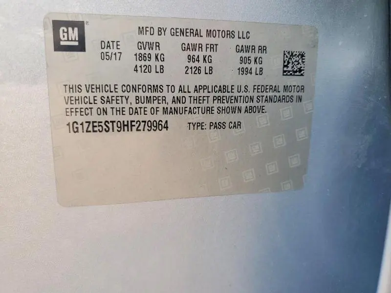 2017 CHEVROLET MALIBU LT  