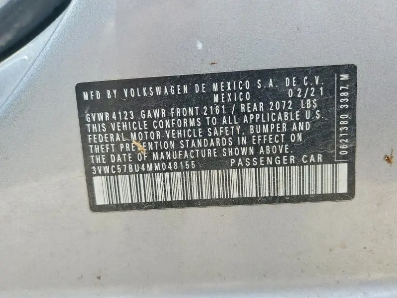 2021 VOLKSWAGEN JETTA S  