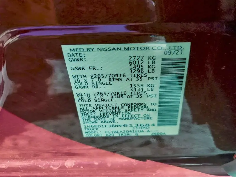 2022 NISSAN FRONTIER S  