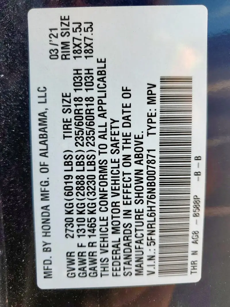 2022 HONDA ODYSSEY EXL  