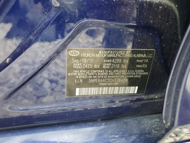 2012 HYUNDAI SONATA GLS  